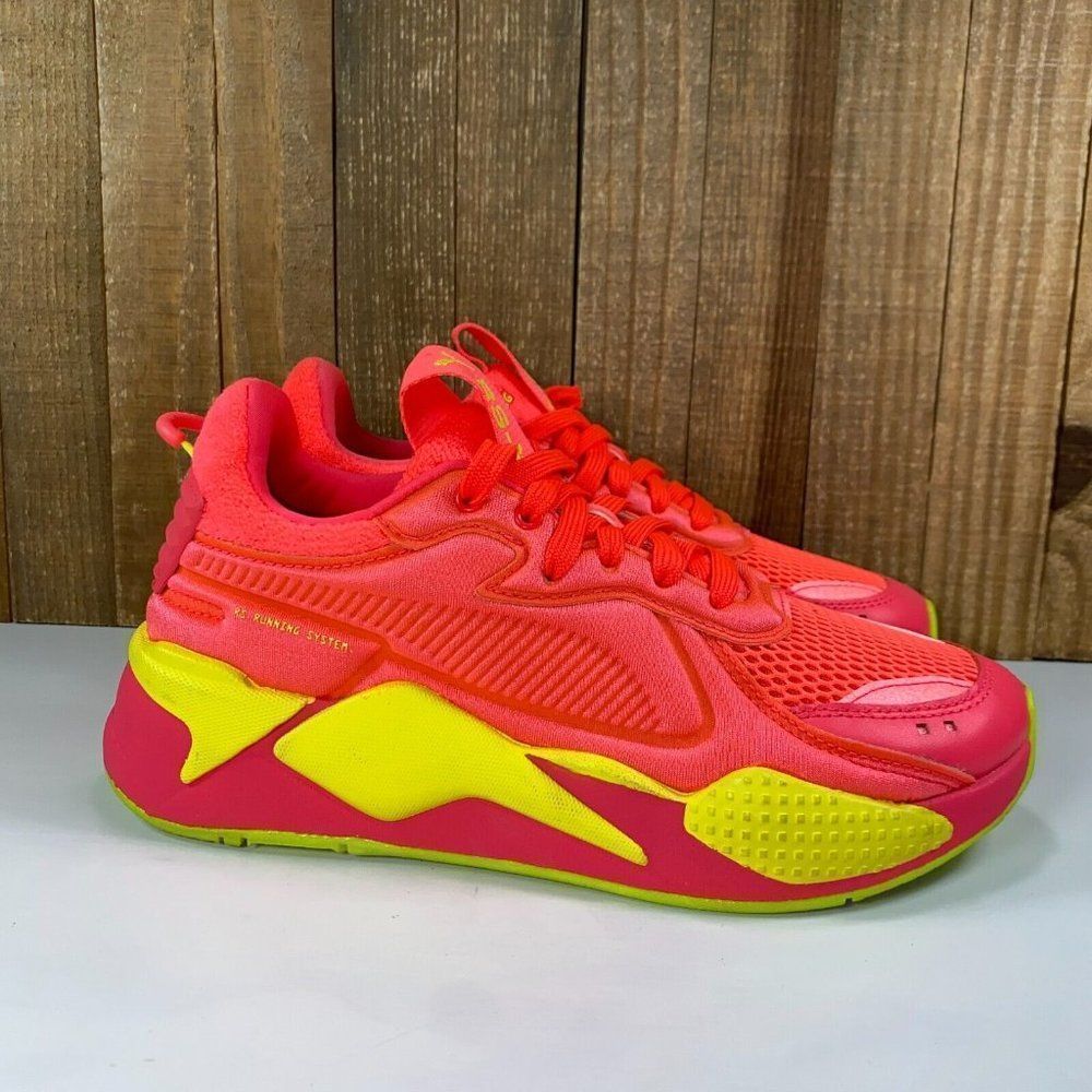 Puma Rs-X Soft Case Womens 8 Pink Alert Yellow Neon Athletic Running Shoes